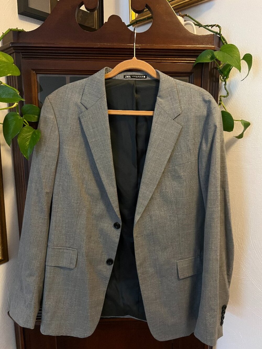 Zara Men’s Gray Glen Plaid Blazer Sport Coat Size 40